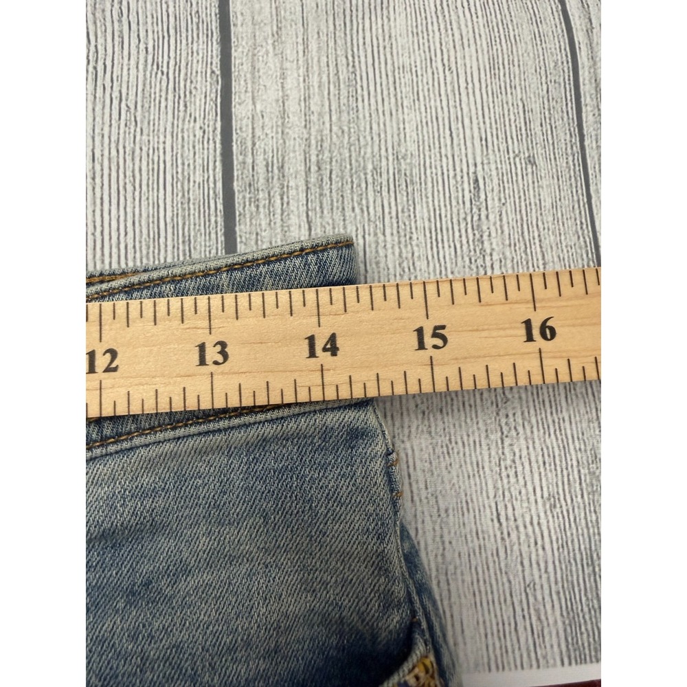 Pilcro Anthropologie Boyfriend Crop Jeans 27 Blue Embellished Boho Slim Fit - Picture 12 of 13